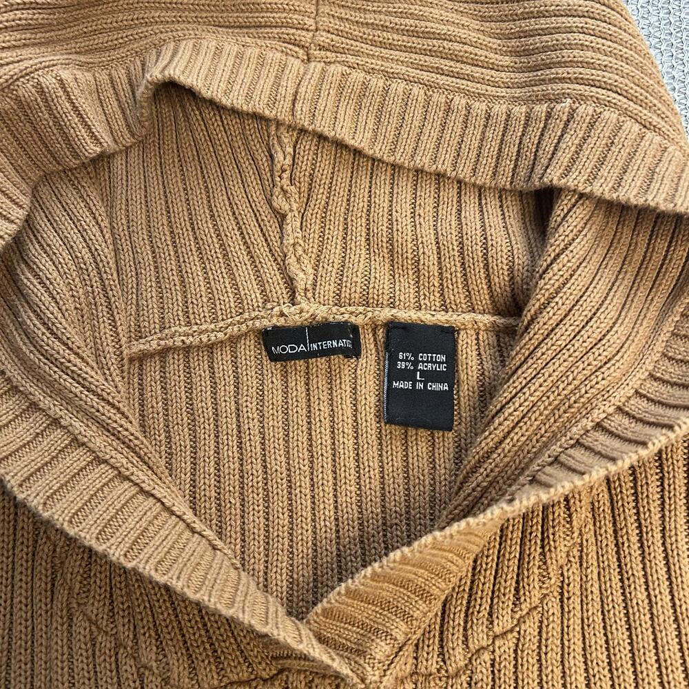 Vintage Victoria's Secret Moda International Ribbed Knit‎ Hoodie Camel L
